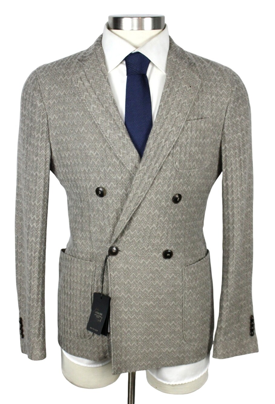 $3595 Giorgio Armani Upton Blazer 36 R Cashmere Silk Taupe Sport Coat 46 EU